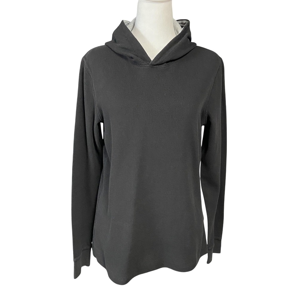 Vince Sweater Hoodie Womens S Gray Thermal V Neck Waffle Knit Modal Pullover